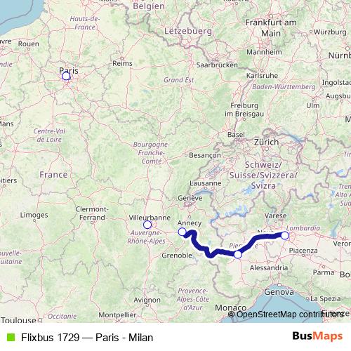 Flixbus 1729 bus Line Map