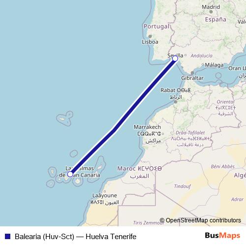 Balearia (Huv-Sct) ferry Line Map