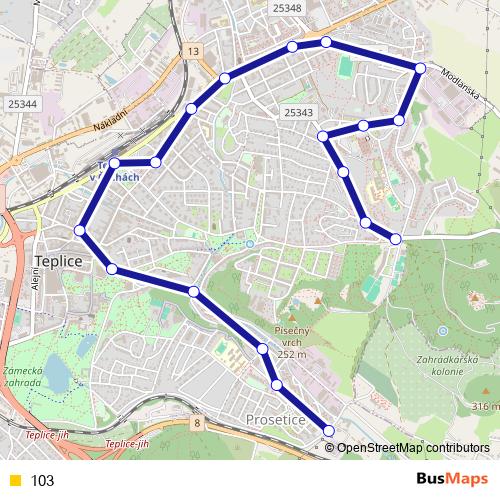 103 trolleybus Line Map
