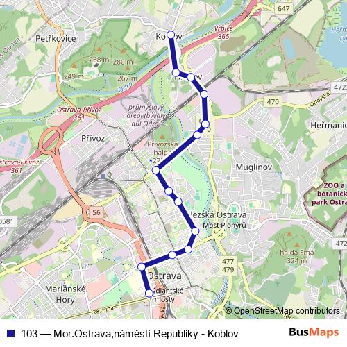 103 trolleybus Line Map