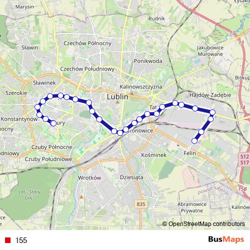 155 trolleybus Line Map