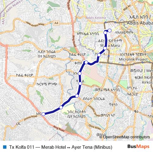 Tx Kolfa 011 bus Line Map