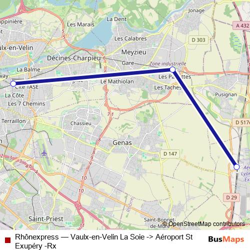 Rhônexpress tram Line Map