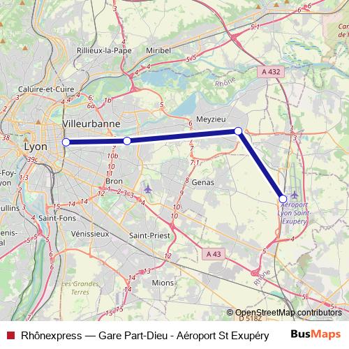 Rhônexpress tram Line Map