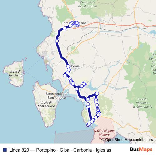 Linea 820 bus Line Map