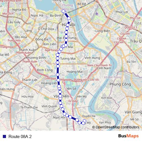 Route 08A 2 bus Line Map