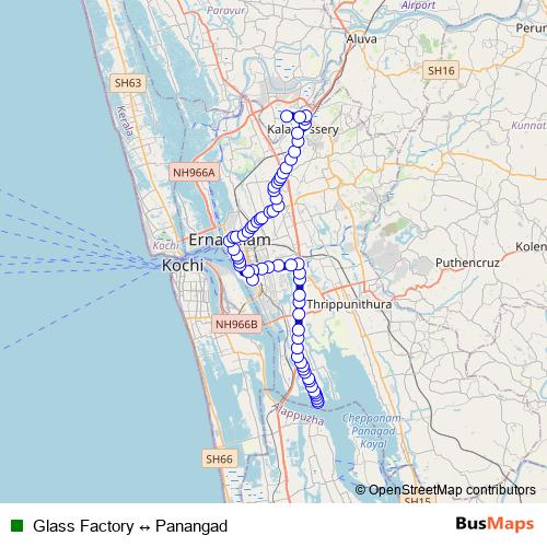 Glass Factory ↔ Panangad bus Line Map