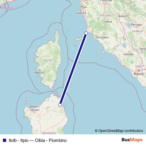 Itolb - Itpio ferry Line Map