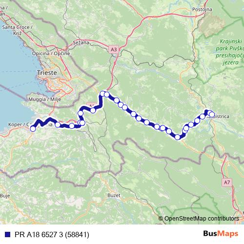 PR A18 6527 3 (58841) bus Line Map