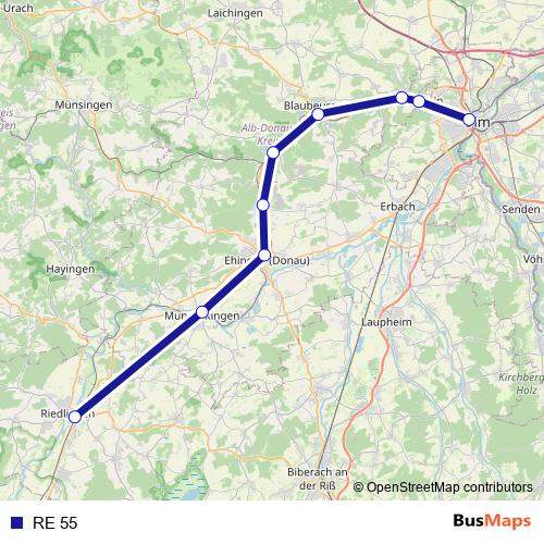RE 55 rail Line Map