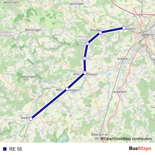 RE 55 rail Line Map