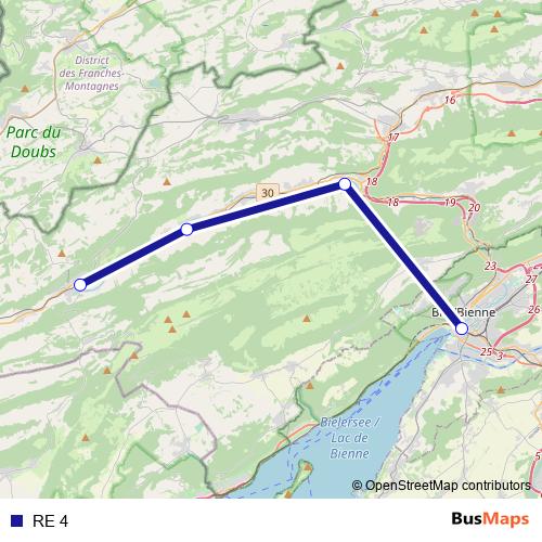 RE 4 rail Line Map