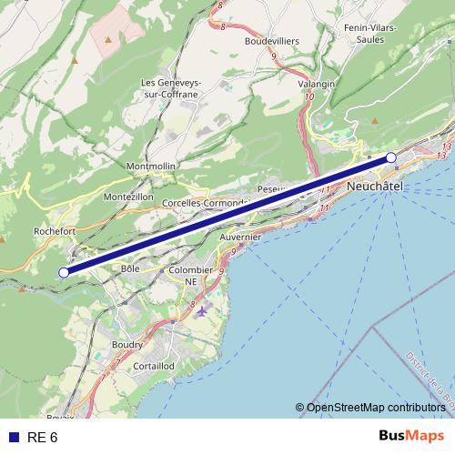RE 6 rail Line Map