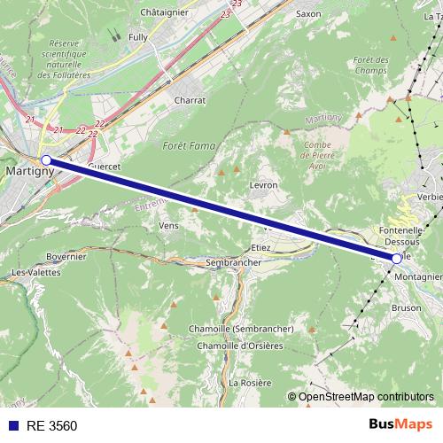 RE 3560 rail Line Map
