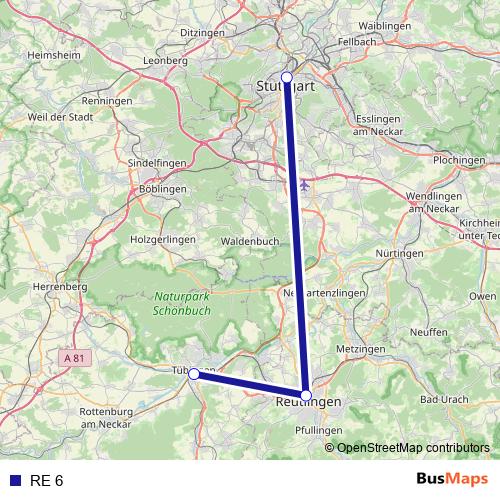 RE 6 rail Line Map