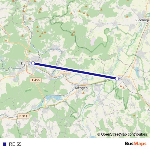 RE 55 rail Line Map