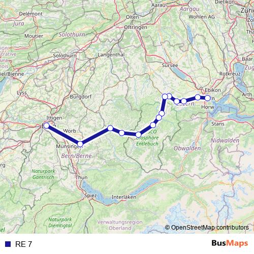 RE 7 rail Line Map