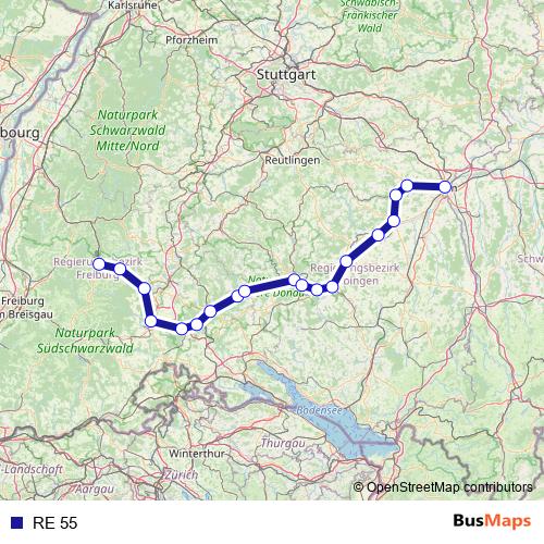 RE 55 rail Line Map