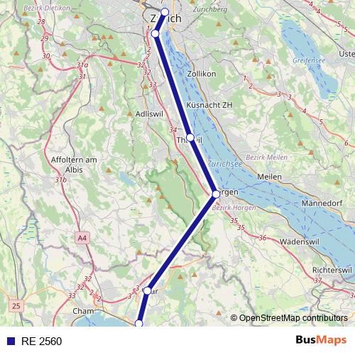 RE 2560 rail Line Map