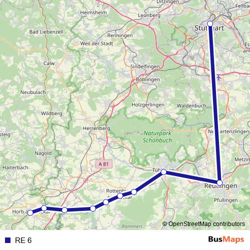 RE 6 rail Line Map