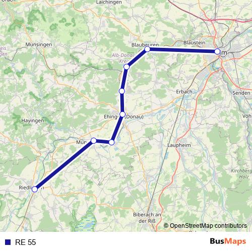 RE 55 rail Line Map