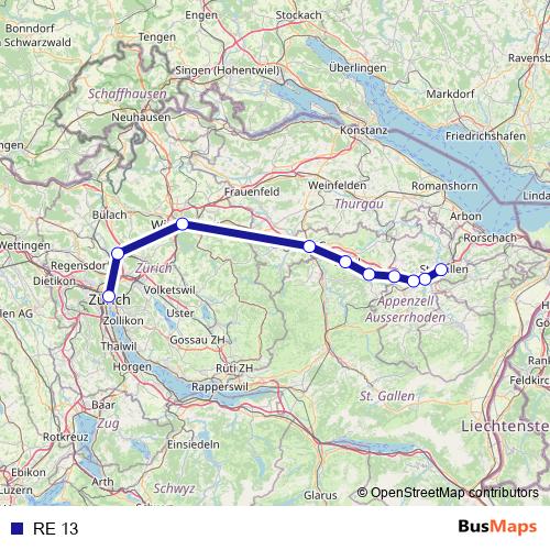 RE 13 rail Line Map