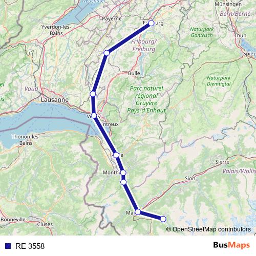 RE 3558 rail Line Map