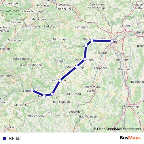 RE 55 rail Line Map