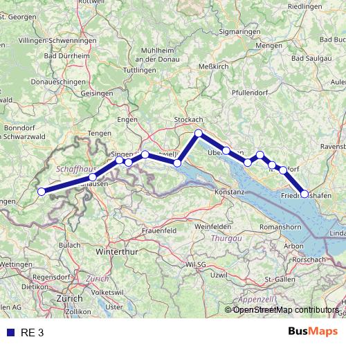 RE 3 rail Line Map