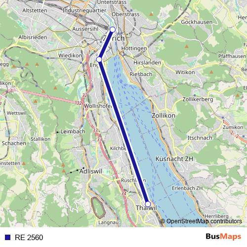 RE 2560 rail Line Map