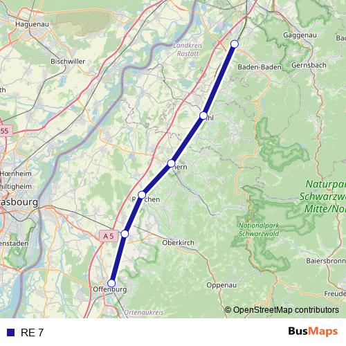 RE 7 rail Line Map