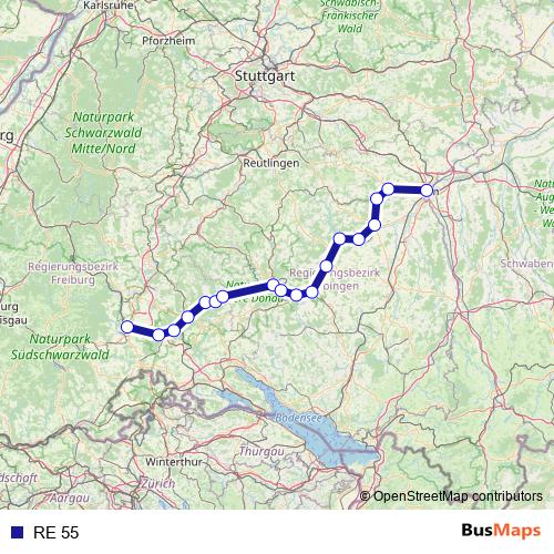 RE 55 rail Line Map
