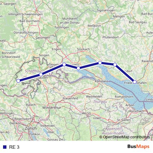 RE 3 rail Line Map
