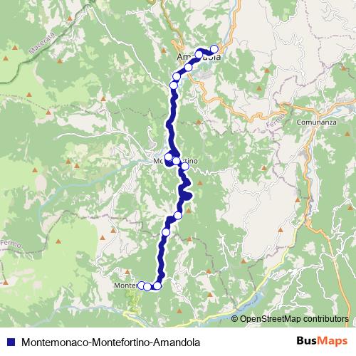 Montemonaco-Montefortino-Amandola bus Line Map