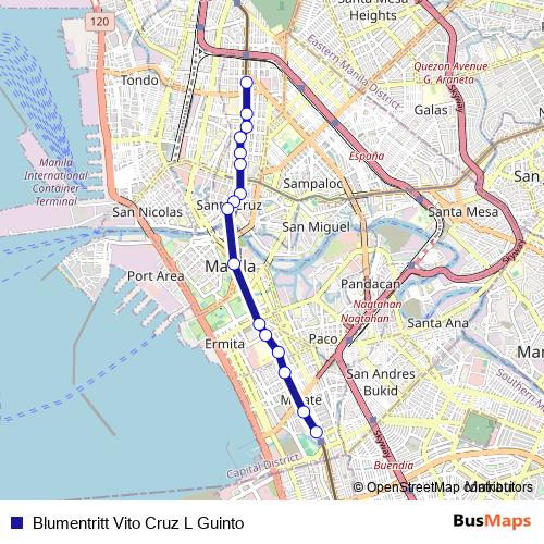 Blumentritt Vito Cruz L Guinto bus Line Map
