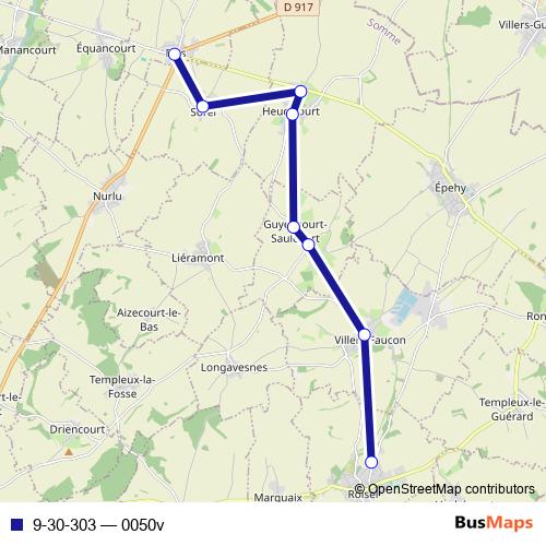 9-30-303 bus Line Map