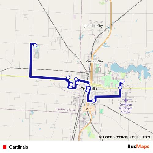 Cardinals bus Line Map