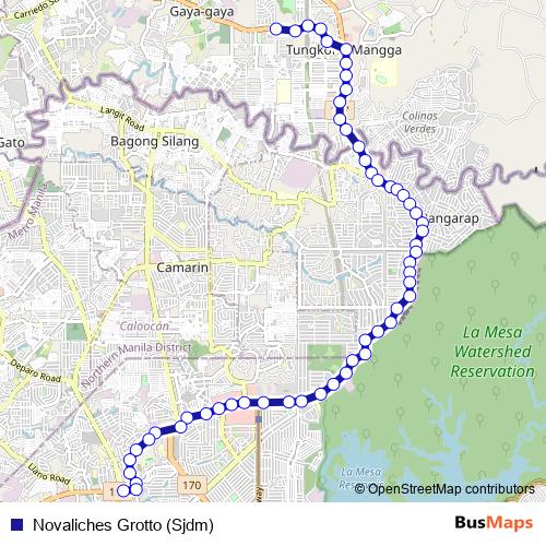 Novaliches Grotto (Sjdm) bus Line Map