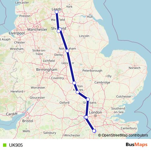 UK905 bus Line Map
