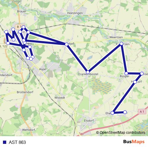 AST 863 bus Line Map