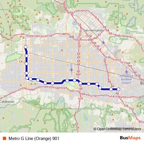 Metro G Line (Orange) 901 bus Line Map