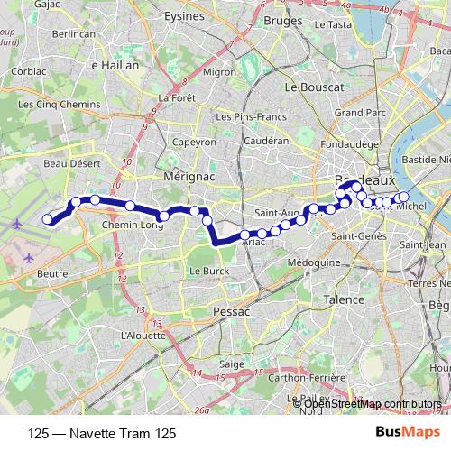 125 bus Line Map