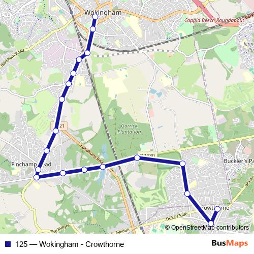 125 bus Line Map