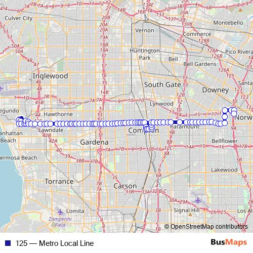 125 bus Line Map