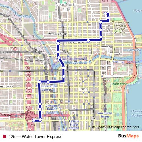 125 bus Line Map