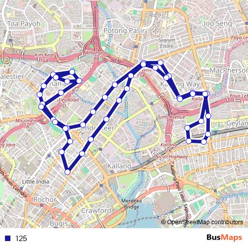 125 bus Line Map