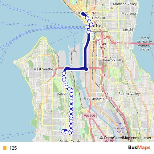 125 bus Line Map