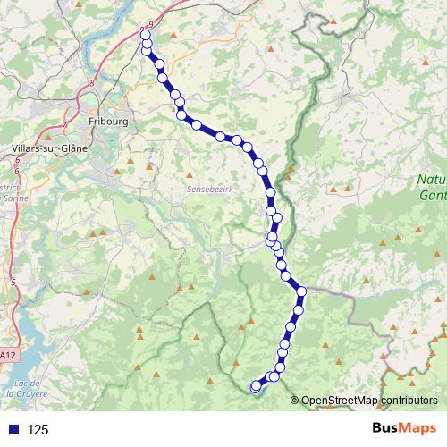 125 bus Line Map