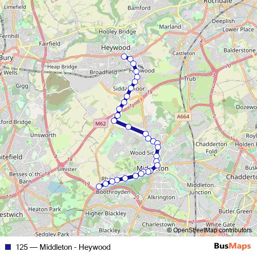 125 bus Line Map