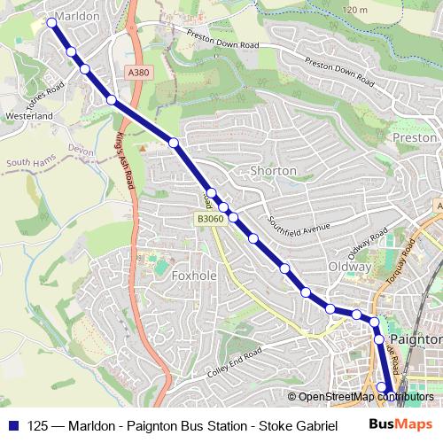 125 bus Line Map